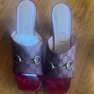 Gucci Red and Brown Women's Mules